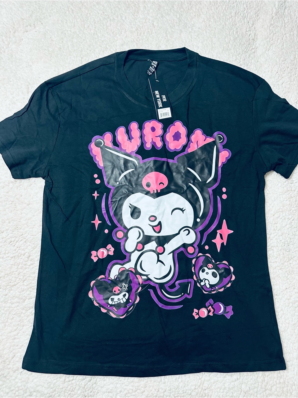 Kuromi Graphic Short Sleeve Tee - Black/Pink